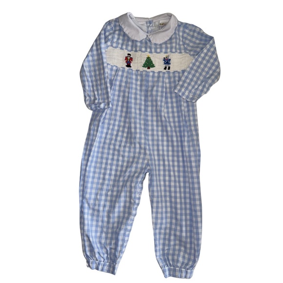 Babeeni Other - Christmas Nutcracker Blue Checkered Kids Romper